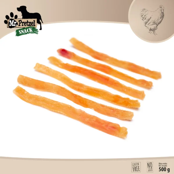 Przysmaki dla psa smaczki przekąski treserki – KURCZAK 500g – paski