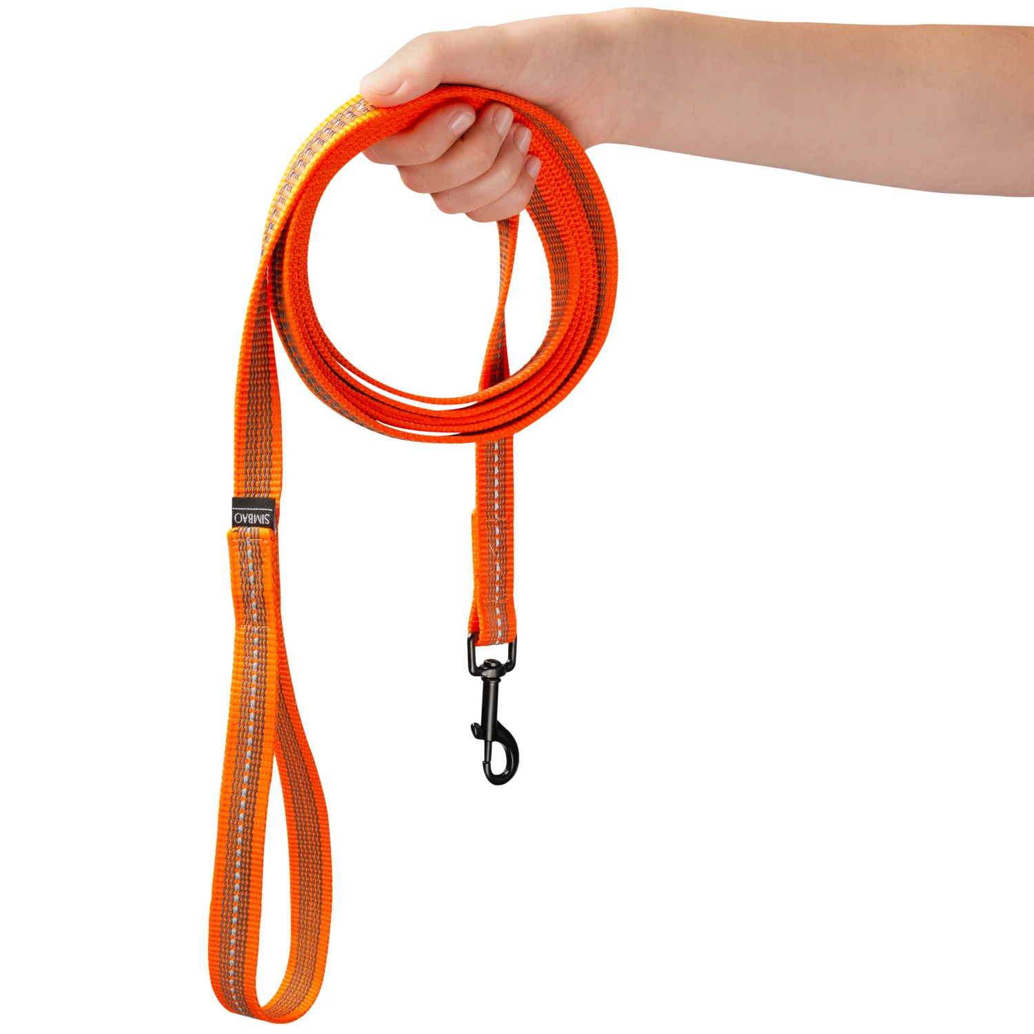 Smycz antypoślizgowa z odblaskiem POMARAŃCZOWA - obrazek 2