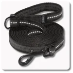 Regulowana smycz antypoślizgowa z odblaskiem CZARNA