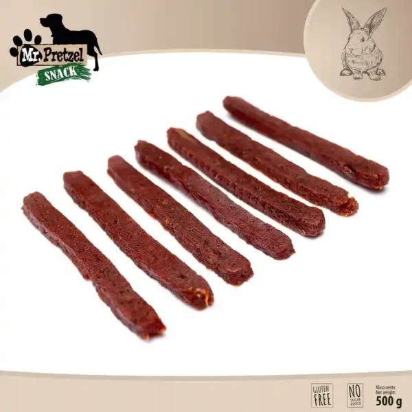 Przysmaki dla psa smaczki przekąski treserki – KRÓLIK 500g – paski